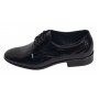Pantofi barbati eleganti din piele naturala calapod lat Negru Lacuit GKR016NL